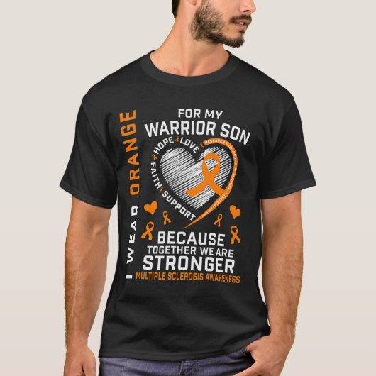 私の衣服オレンジ私の息子の多発性硬化症アワーン Tシャツ (正面)