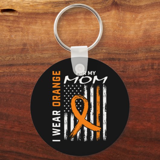 私の衣服オレンジ私の母の白血病がん認識度 キーホルダー (正面)
