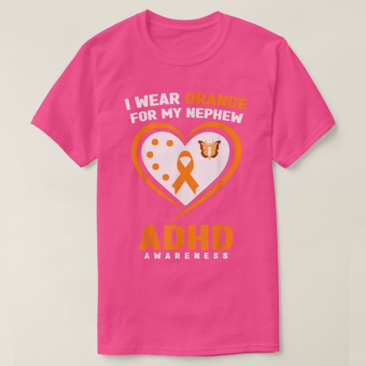 私の衣服オレンジ私の甥ADHD認識度815 Tシャツ (デザイン正面)