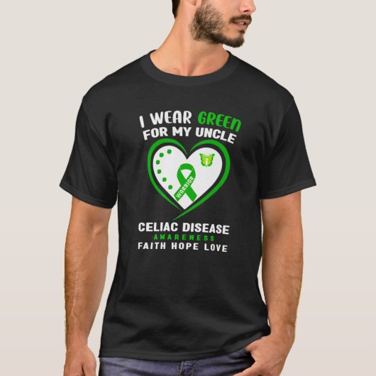 私の衣服グリーン私の叔父セリアック病認識度 Tシャツ (正面)