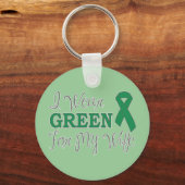 私の衣服グリーン私の妻(緑の認識度リボン) キーホルダー (正面)