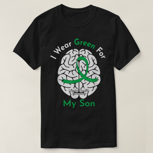 私の衣服グリーン私の息子のメンタルヘルス認識度23 Tシャツ (デザイン正面)