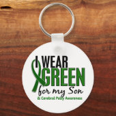 私の衣服グリーン私の息子10脳性麻痺 キーホルダー (正面)
