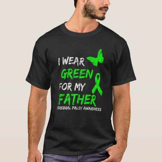 私の衣服グリーン私の父の脳性麻痺リボンA Tシャツ (正面)