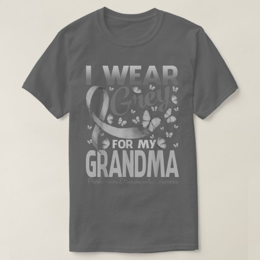 私の衣服グレイ私のおばあちゃんのパーキンソン病に気づいた Tシャツ (デザイン正面)