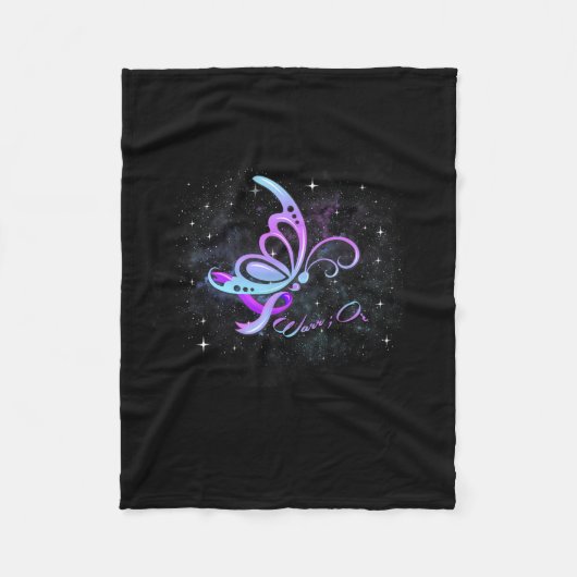 私の衣服ティール(緑がかった色)と私の自殺を愛する人のための紫 フリースブランケット (正面)