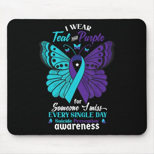 私の衣服ティール（緑がかった色）と私の自殺を愛する人のための紫 マウスパッド (正面)