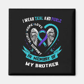 私の衣服ティール（緑がかった色）と紫のための私の兄の自殺戦争 マグネット (正面)
