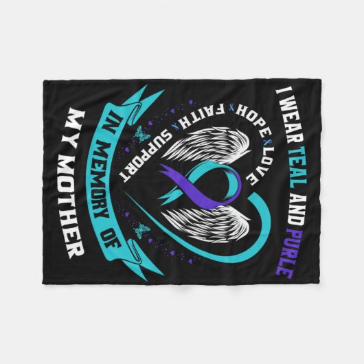 私の衣服ティール(緑がかった色)と紫の母のための母の自殺A フリースブランケット (正面(横))