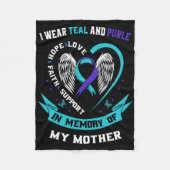 私の衣服ティール(緑がかった色)と紫の母のための母の自殺A フリースブランケット (正面)