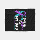 私の衣服ティール(緑がかった色)と紫の私のパパ自殺の予防 フリースブランケット (正面(横))