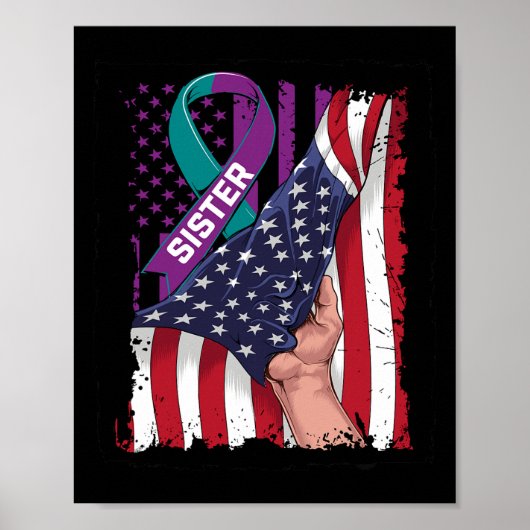 私の衣服ティール(緑がかった色)と紫の私の妹の自殺を認識 ポスター (正面)