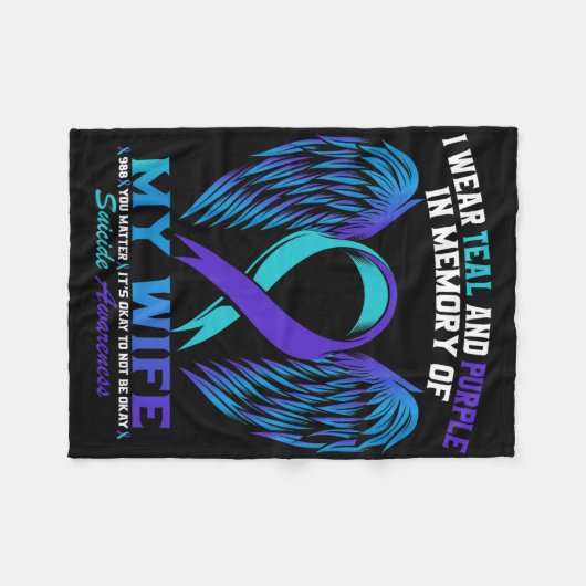 私の衣服ティール（緑がかった色）と紫の私の妻の自殺のために待っている フリースブランケット (正面(横))