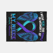 私の衣服ティール(緑がかった色)と紫の私の姪の自殺アウェーン フリースブランケット (正面(横))