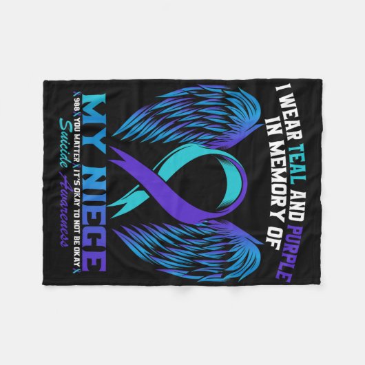 私の衣服ティール（緑がかった色）と紫の私の姪の自殺アウェーン フリースブランケット (正面(横))