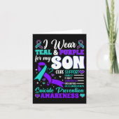 私の衣服ティール（緑がかった色）と紫の私の息子の自殺の予防 カード (正面)
