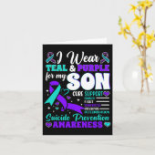 私の衣服ティール（緑がかった色）と紫の私の息子の自殺の予防 カード (黄色い花)