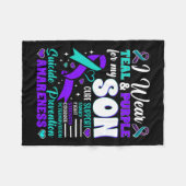 私の衣服ティール（緑がかった色）と紫の私の息子の自殺の予防 フリースブランケット (正面(横))