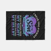 私の衣服ティール(緑がかった色)と紫の私の息子の自殺の予防 フリースブランケット (正面(横))