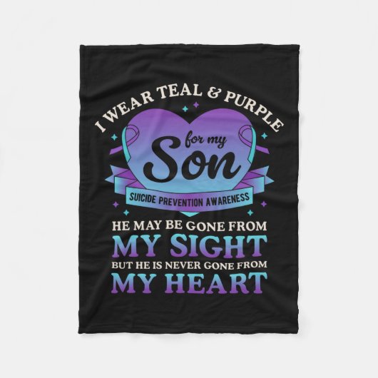 私の衣服ティール(緑がかった色)と紫の私の息子の自殺の予防 フリースブランケット (正面)