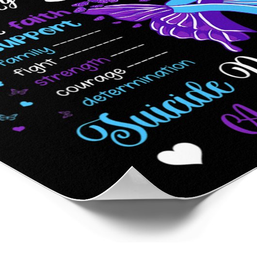 私の衣服ティール（緑がかった色）と紫の私の息子の自殺の予防 ポスター (角)