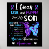 私の衣服ティール（緑がかった色）と紫の私の息子の自殺の予防 ポスター (正面)