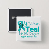 私の衣服ティール（緑がかった色）は娘のために 缶バッジ (正面&裏面)