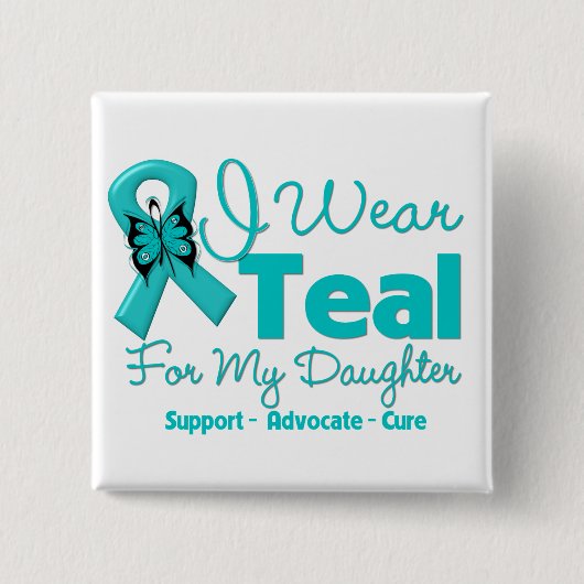私の衣服ティール(緑がかった色)は娘のために 缶バッジ (正面)
