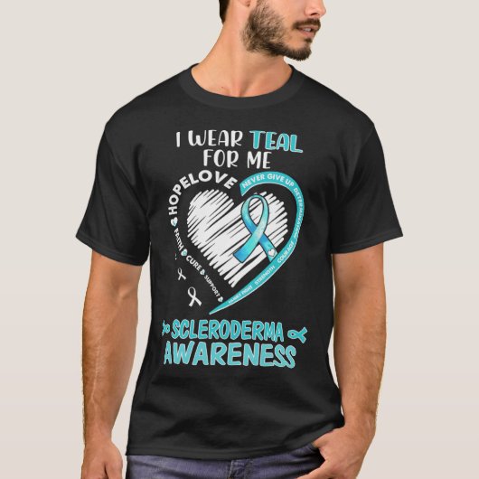 私の衣服ティール(緑がかった色)強皮症認識度6月We W Tシャツ (正面)