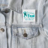 私の衣服ティール(緑がかった色)母のために 缶バッジ (インサイチュ)