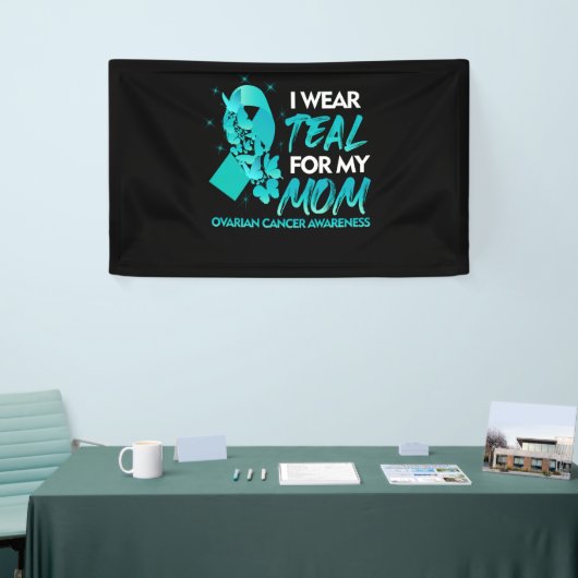 私の衣服ティール（緑がかった色）母の卵巣がん認識度 横断幕 (トレードショー)