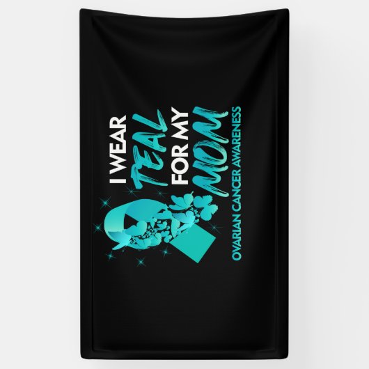 私の衣服ティール（緑がかった色）母の卵巣がん認識度 横断幕 (縦)