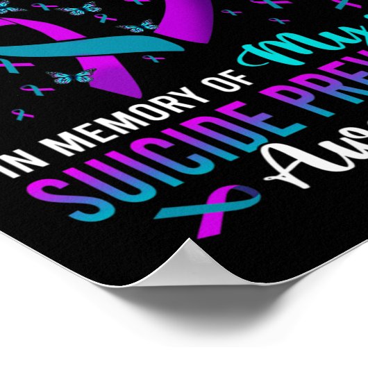 私の衣服ティール(緑がかった色)紫のための私の息子の自殺の予防A ポスター (角)