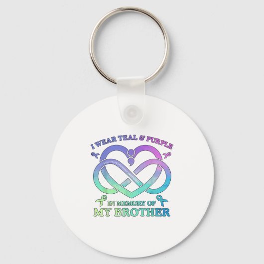 私の衣服ティール（緑がかった色）&amp；私の弟Suicの紫のメモリ キーホルダー (正面)