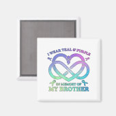 私の衣服ティール(緑がかった色)&;私の弟Suicの紫のメモリ マグネット (正面/裏面)