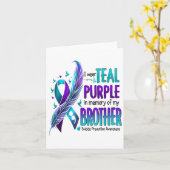 私の衣服ティール（緑がかった色）&amp；紫のための私の弟の自殺Pr カード (黄色い花)