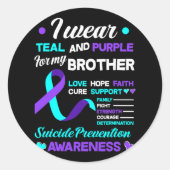 私の衣服ティール（緑がかった色）&amp；紫のための私の弟の自殺Pr ラウンドシール (正面)