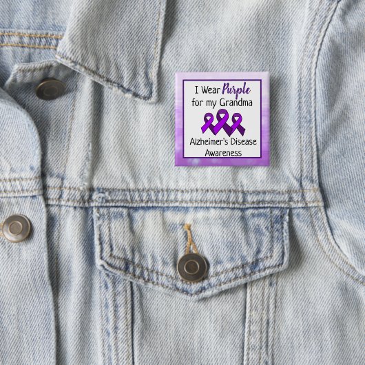 私の衣服パープルおばあちゃんのアルツハイマー病 缶バッジ (インサイチュ)