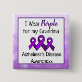 私の衣服パープルおばあちゃんのアルツハイマー病 缶バッジ (正面)