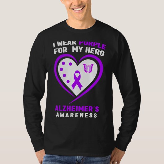 私の衣服パープルのための私のヒーローAlzheimeru2019s Awarenes Tシャツ (正面)