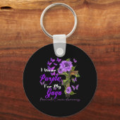 私の衣服パープルは私のガガ膵臓がん患者のために キーホルダー (正面)