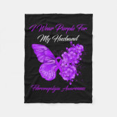 私の衣服パープル夫の線維筋痛戦士 フリースブランケット (正面)