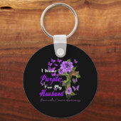 私の衣服パープル夫の膵臓がん阿波 キーホルダー (正面)