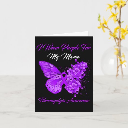 私の衣服パープル私のママ線維筋痛戦士 カード (黄色い花)