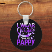 私の衣服パープル私の乳頭膵臓がん認識 キーホルダー (正面)