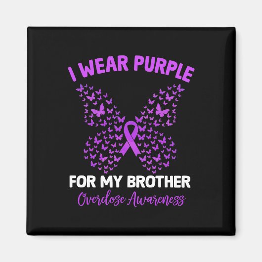 私の衣服パープル私の兄の過剰摂取認識度部 マグネット (正面)