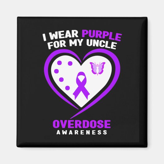 私の衣服パープル私の叔父の過剰摂取認識度 マグネット (正面)