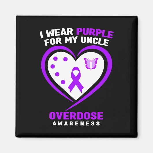 私の衣服パープル私の叔父の過剰摂取認識度 マグネット (正面)