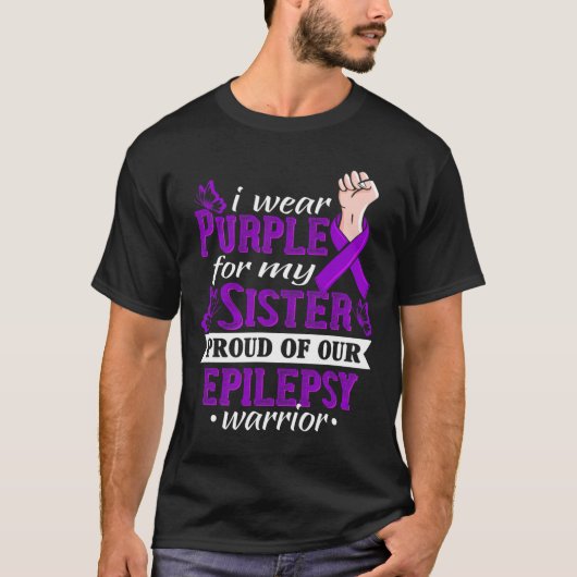 私の衣服パープル私の妹てんかん戦士アウェア Tシャツ (正面)