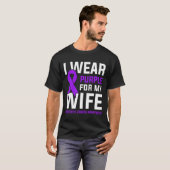 私の衣服パープル私の妻の膵臓がん患者 Tシャツ (正面フル)